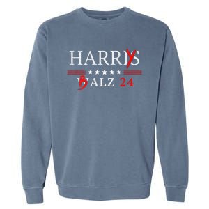 Harrybalz Harriswalz 2024 Election Patriotic Democrats Back Garment-Dyed Sweatshirt