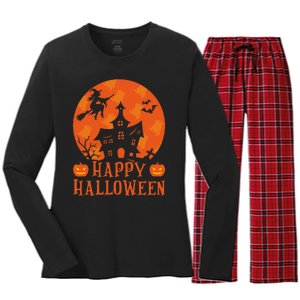 Happy Halloween 2024 Halloween Coming Tis Season Spooky Women's Long Sleeve Flannel Pajama Set 