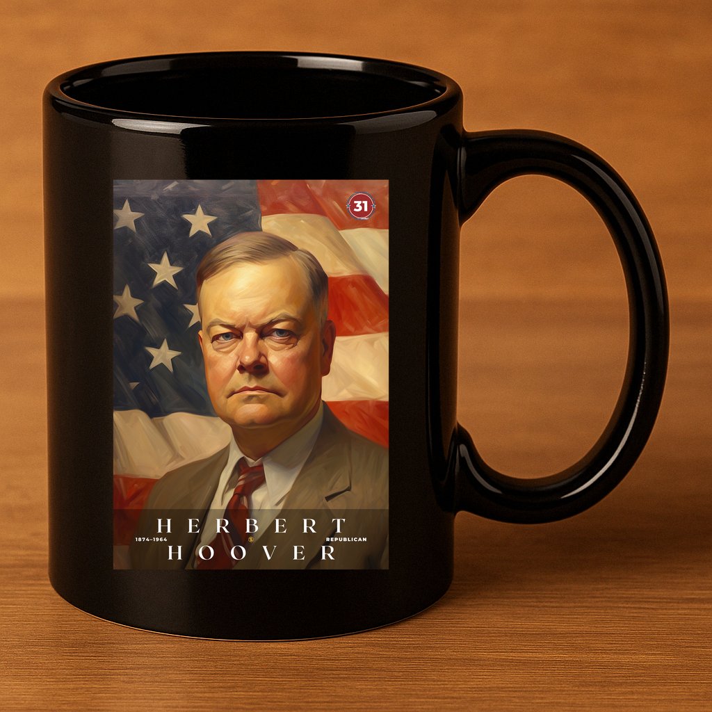 Herbert Hoover 31st President Of The United States Portrait 11oz C Handle Ceramic Mug