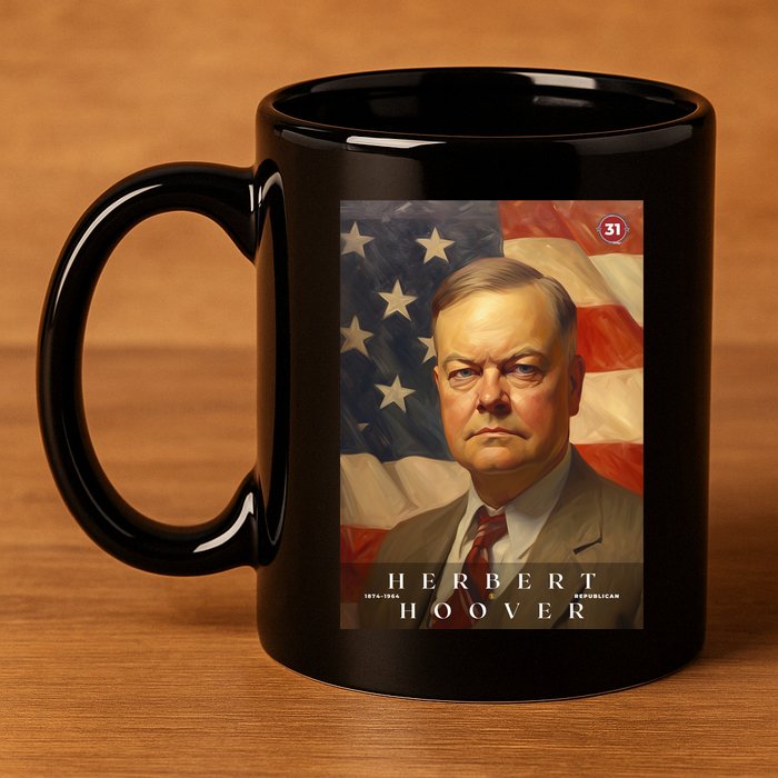 Herbert Hoover 31st President Of The United States Portrait 11oz C Handle Ceramic Mug
