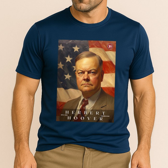 Herbert Hoover 31st President Of The United States Portrait Cooling Performance Crew T-Shirt