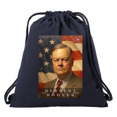 Herbert Hoover 31st President Of The United States Portrait Drawstring Bag