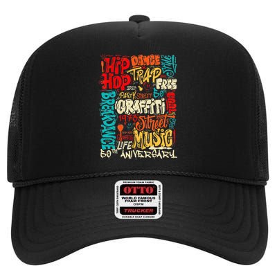 Hip Hop 50 Years Of Old School Graffiti Old School High Crown Mesh Back Trucker Hat