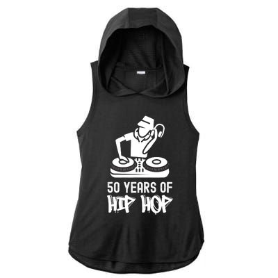 Hip Hop 50th Anniversary 50 Years DJ Turntable Ladies PosiCharge Tri-Blend Wicking Draft Hoodie Tank