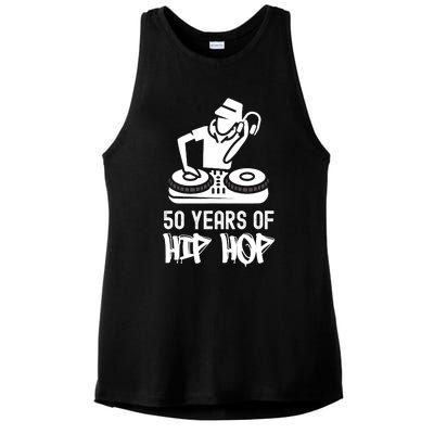 Hip Hop 50th Anniversary 50 Years DJ Turntable Ladies PosiCharge Tri-Blend Wicking Tank