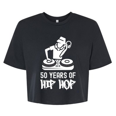 Hip Hop 50th Anniversary 50 Years DJ Turntable Bella+Canvas Jersey Crop Tee