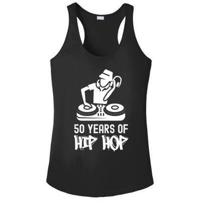 Hip Hop 50th Anniversary 50 Years DJ Turntable Ladies PosiCharge Competitor Racerback Tank