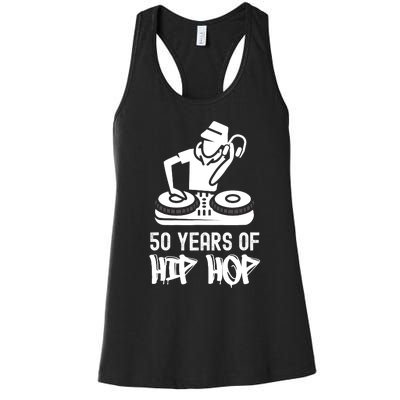 Hip Hop 50th Anniversary 50 Years DJ Turntable Women's Racerback Tank