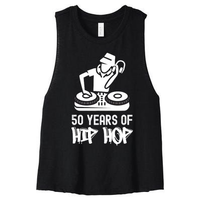 Hip Hop 50th Anniversary 50 Years DJ Turntable Women's Racerback Cropped Tank