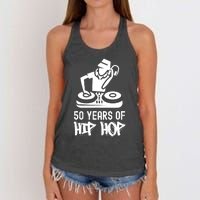 Hip Hop 50th Anniversary 50 Years DJ Turntable Women's Knotted Racerback Tank