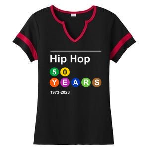 Hip Hop 50 Years 1973 2023 Ladies Halftime Notch Neck Tee