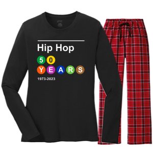 Hip Hop 50 Years 1973 2023 Women's Long Sleeve Flannel Pajama Set 