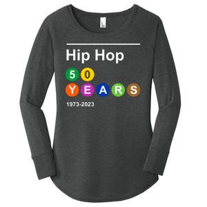 Hip Hop 50 Years 1973 2023 Women's Perfect Tri Tunic Long Sleeve Shirt