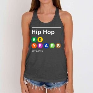 Hip Hop 50 Years 1973 2023 Women's Knotted Racerback Tank