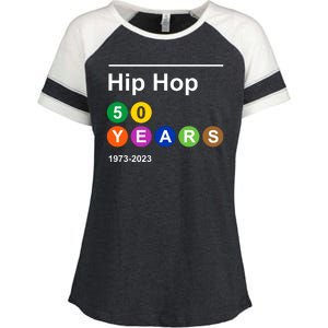 Hip Hop 50 Years 1973 2023 Enza Ladies Jersey Colorblock Tee