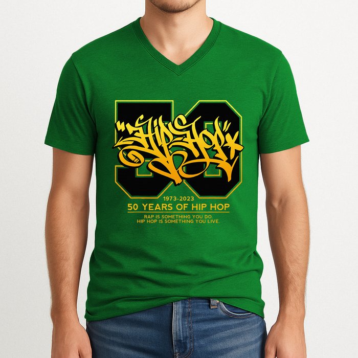 Hip Hop 50 Years Anniversary Graffiti 50 Years Hip Hop V-Neck T-Shirt