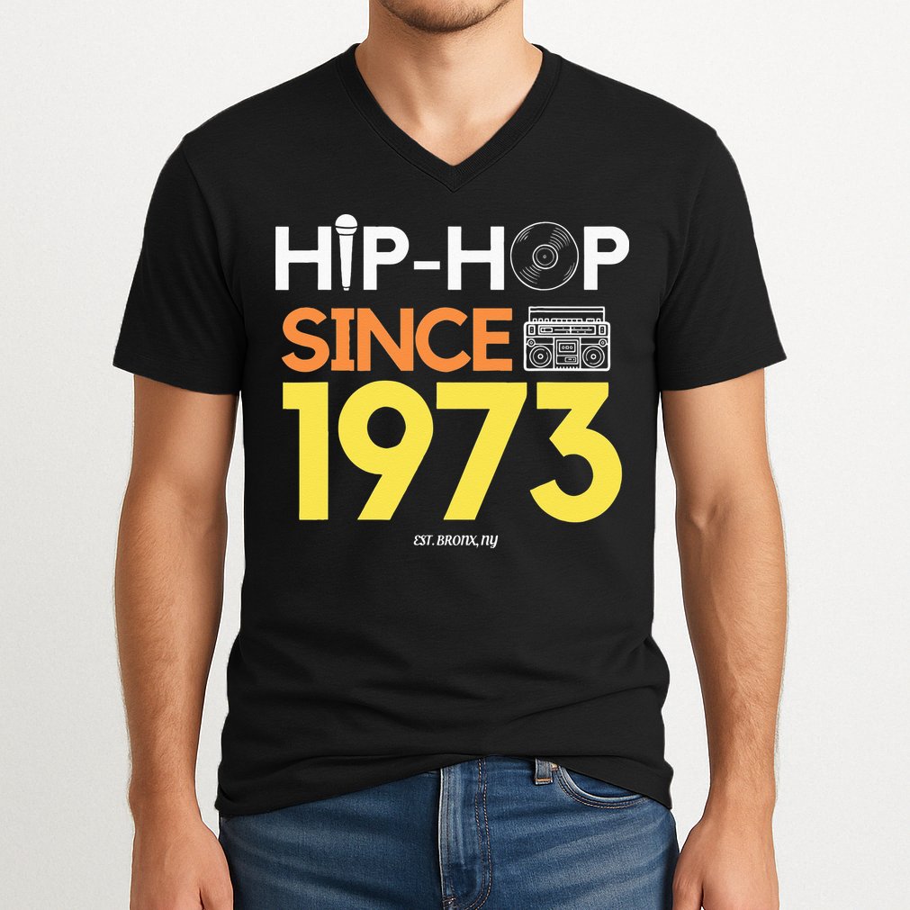 HIP HOP 50TH ANNIVERSARY 1973 BRONX NEW YORK GRAFFITI BBOY V-Neck T-Shirt