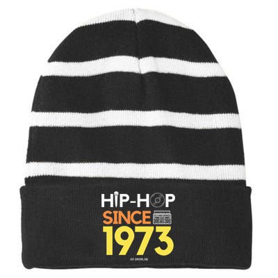 HIP HOP 50TH ANNIVERSARY 1973 BRONX NEW YORK GRAFFITI BBOY Striped Beanie with Solid Band