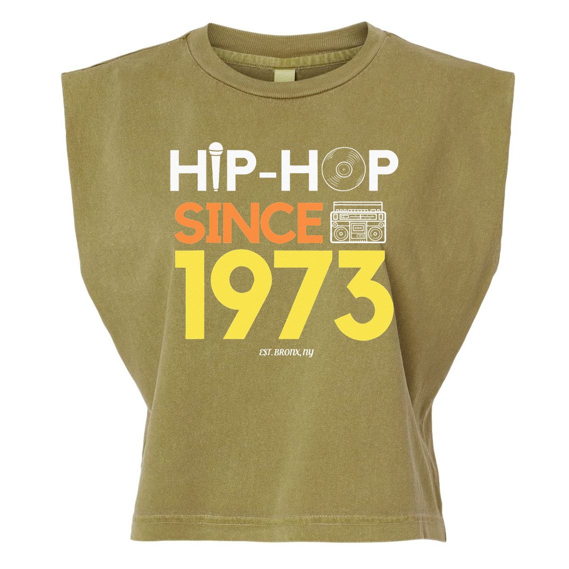 HIP HOP 50TH ANNIVERSARY 1973 BRONX NEW YORK GRAFFITI BBOY Garment-Dyed Women's Muscle Tee