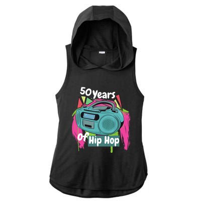 Hip Hop 50th Anniversary 50 Years Of Hip Hop Ladies PosiCharge Tri-Blend Wicking Draft Hoodie Tank