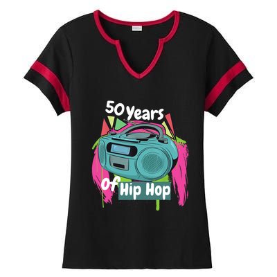 Hip Hop 50th Anniversary 50 Years Of Hip Hop Ladies Halftime Notch Neck Tee