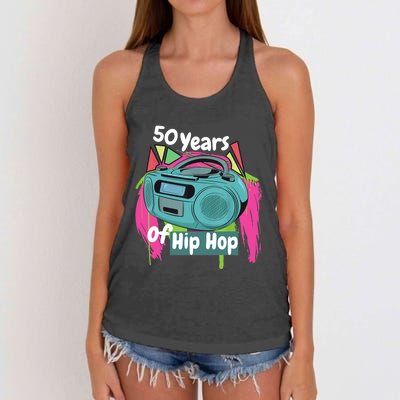 Hip Hop 50th Anniversary 50 Years Of Hip Hop Women's Knotted Racerback Tank