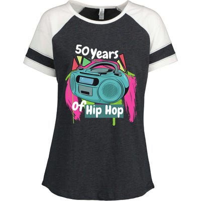 Hip Hop 50th Anniversary 50 Years Of Hip Hop Enza Ladies Jersey Colorblock Tee