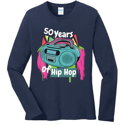 Hip Hop 50th Anniversary 50 Years Of Hip Hop Ladies Long Sleeve Shirt