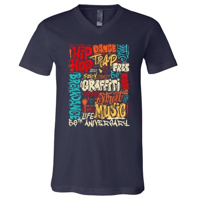 Hip Hop 50 Years Of Old School Graffiti Old School Retro V-Neck T-Shirt