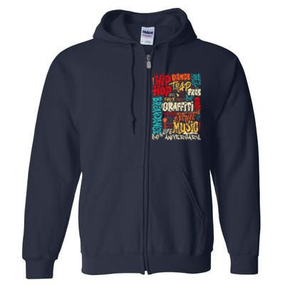 Hip Hop 50 Years Of Old School Graffiti Old School Retro Full Zip Hoodie