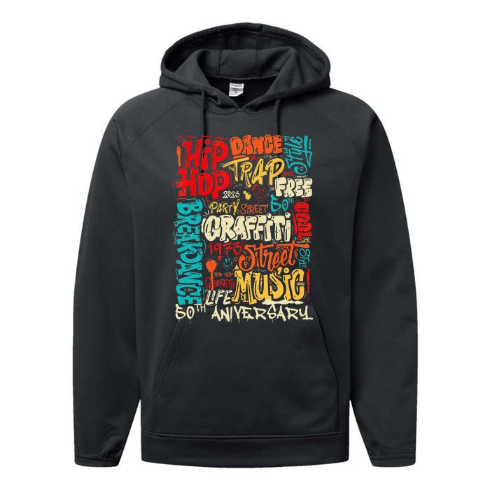 Hip Hop 50 Years Of Old School Graffiti Old School Retro Performance Fleece Hoodie