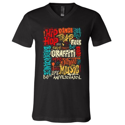 Hip Hop 50 Years Of Old School Graffiti Old School Retro V-Neck T-Shirt