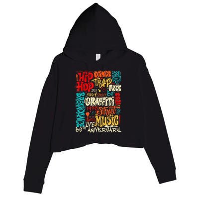 Hip Hop 50 Years Of Old School Graffiti Old School Retro Crop Fleece Hoodie