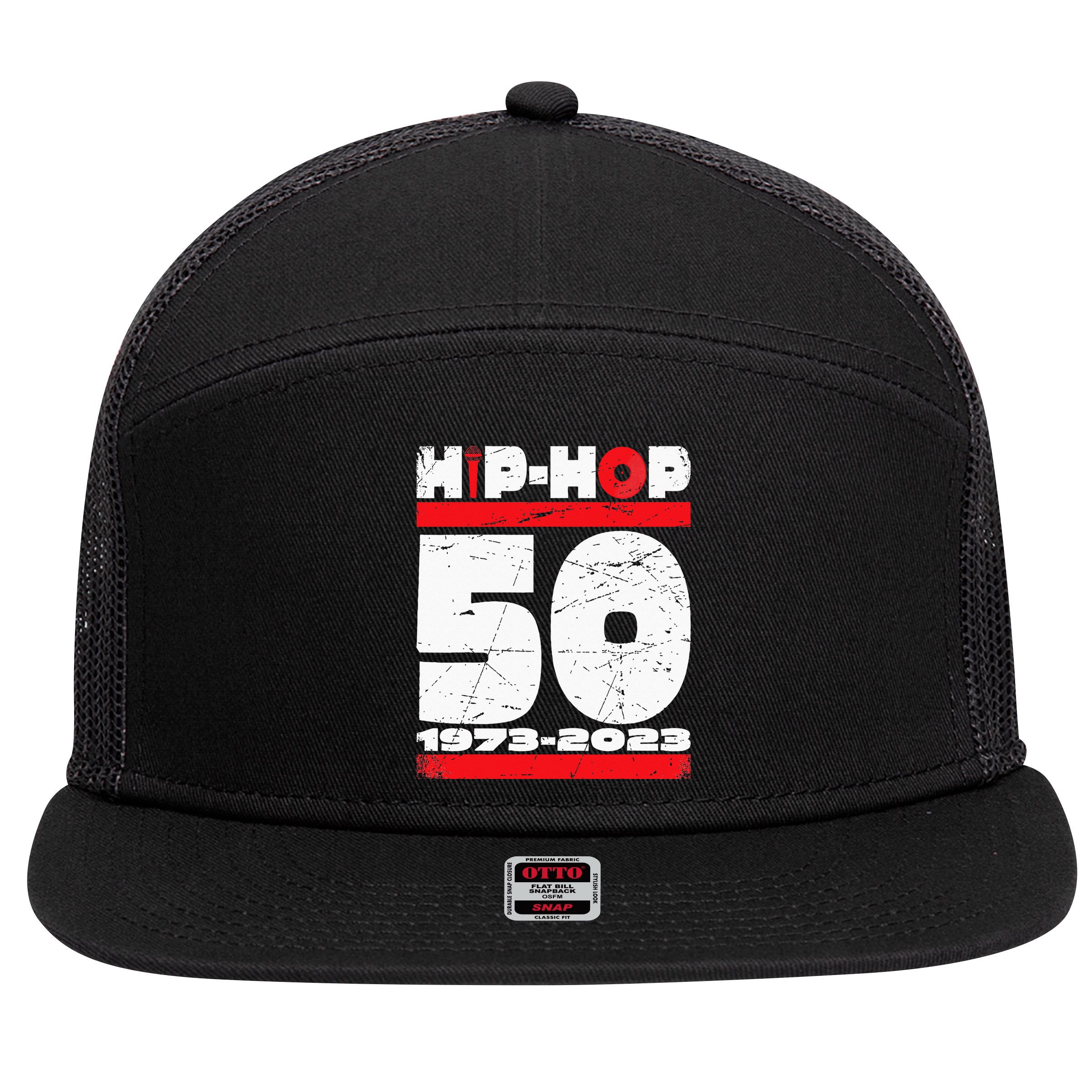 HIP HOP 50 YEARS OLD 7 Panel Mesh Trucker Snapback Hat