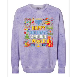 Happy Holidays Around A World Multicultural Celebration Colorblast Crewneck Sweatshirt