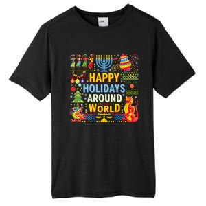 Happy Holidays Around A World Multicultural Celebration Tall Fusion ChromaSoft Performance T-Shirt