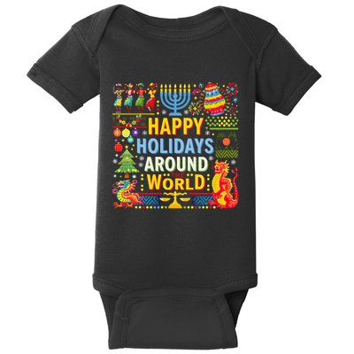 Happy Holidays Around A World Multicultural Celebration Baby Bodysuit