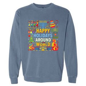 Happy Holidays Around A World Multicultural Celebration Garment-Dyed Sweatshirt