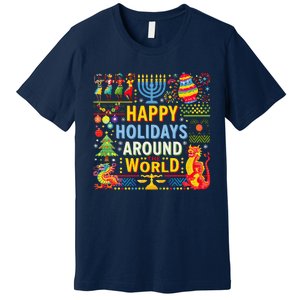 Happy Holidays Around A World Multicultural Celebration Premium T-Shirt