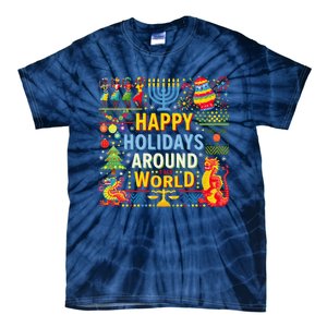 Happy Holidays Around A World Multicultural Celebration Tie-Dye T-Shirt