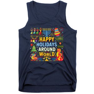 Happy Holidays Around A World Multicultural Celebration Tank Top