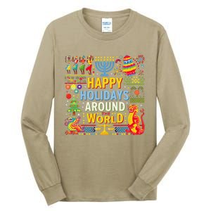 Happy Holidays Around A World Multicultural Celebration Tall Long Sleeve T-Shirt