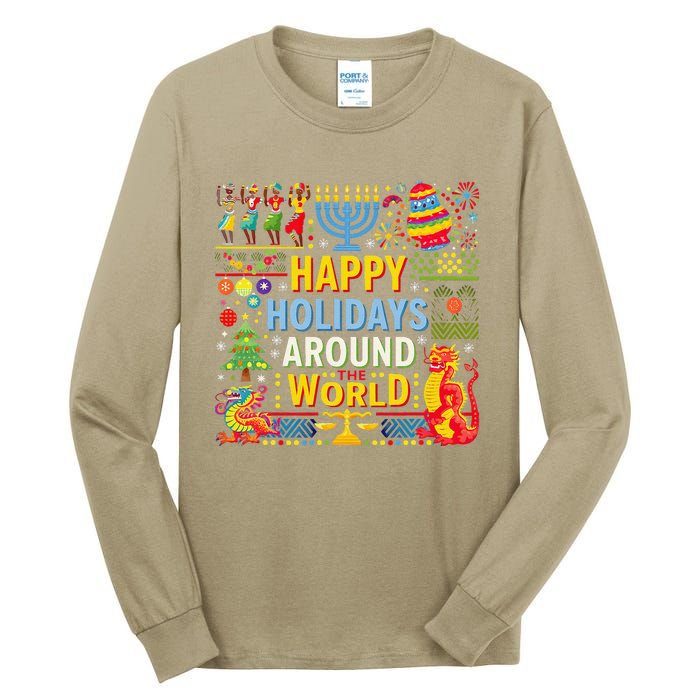 Happy Holidays Around A World Multicultural Celebration Tall Long Sleeve T-Shirt