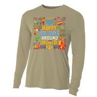 Happy Holidays Around A World Multicultural Celebration Cooling Performance Long Sleeve Crew