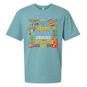 Happy Holidays Around A World Multicultural Celebration Sueded Cloud Jersey T-Shirt