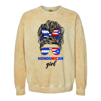 Half Honduran And Puerto Rican Rico Honduras Flag Girl Mix Colorblast Crewneck Sweatshirt