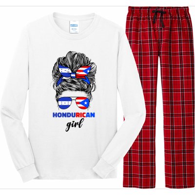 Half Honduran And Puerto Rican Rico Honduras Flag Girl Mix Long Sleeve Pajama Set