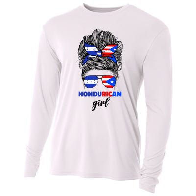 Half Honduran And Puerto Rican Rico Honduras Flag Girl Mix Cooling Performance Long Sleeve Crew