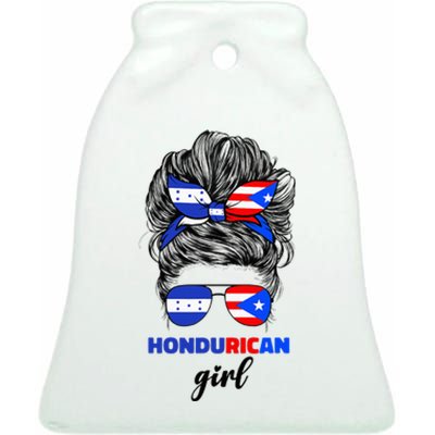 Half Honduran And Puerto Rican Rico Honduras Flag Girl Mix Ceramic Bell Ornament