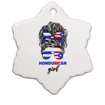 Half Honduran And Puerto Rican Rico Honduras Flag Girl Mix Ceramic Star Ornament